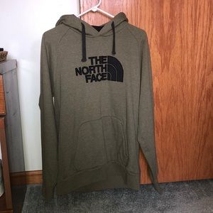 Army green The North Face hoodie sweatshirt